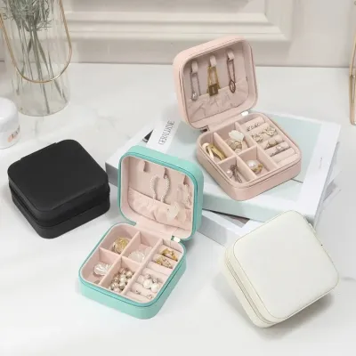 Mini Portable Zipper Jewelry Box Storage